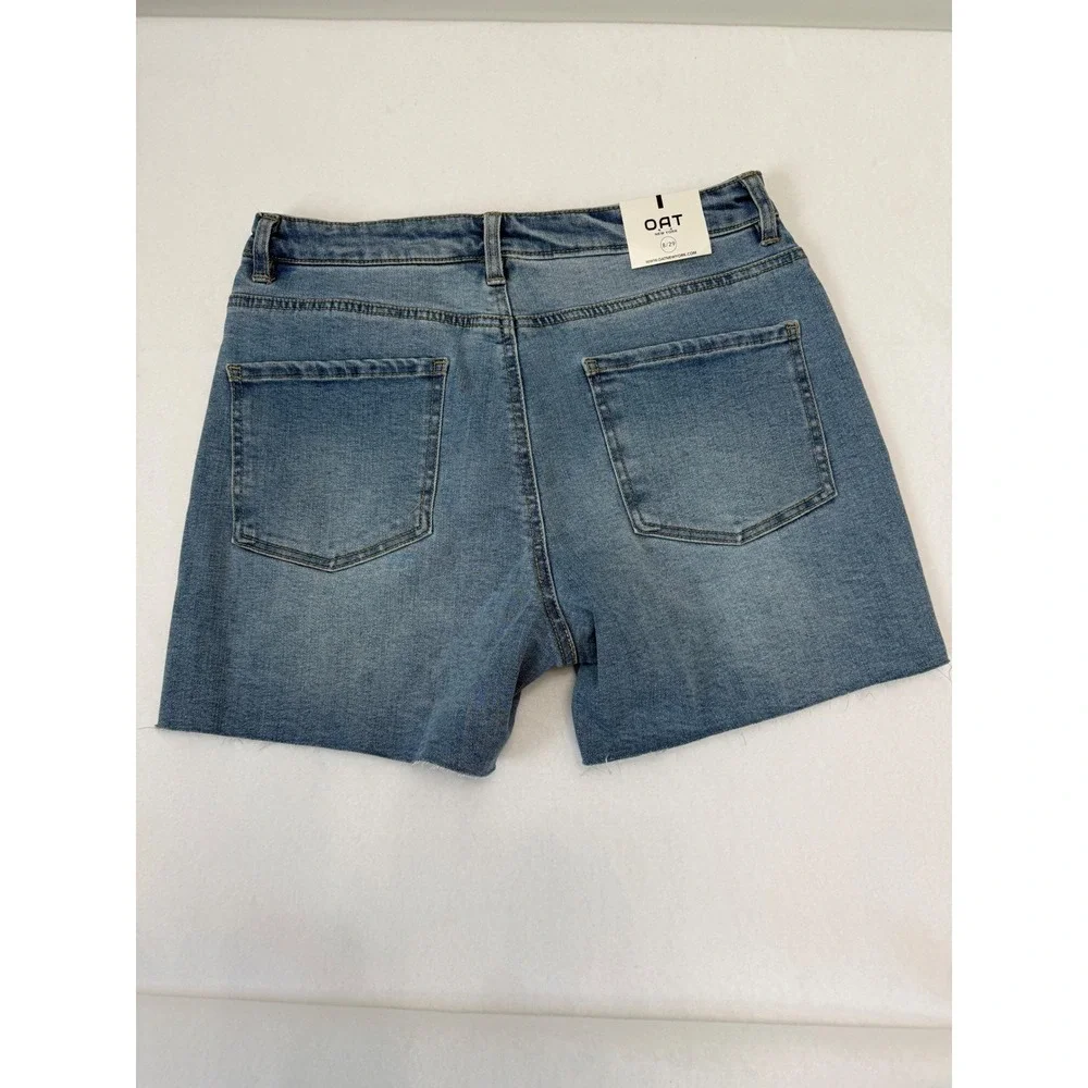 OAT New York Womens High Rise Raw Hem Denim Shorts‎ Blue Size 8/29 S0024-CA